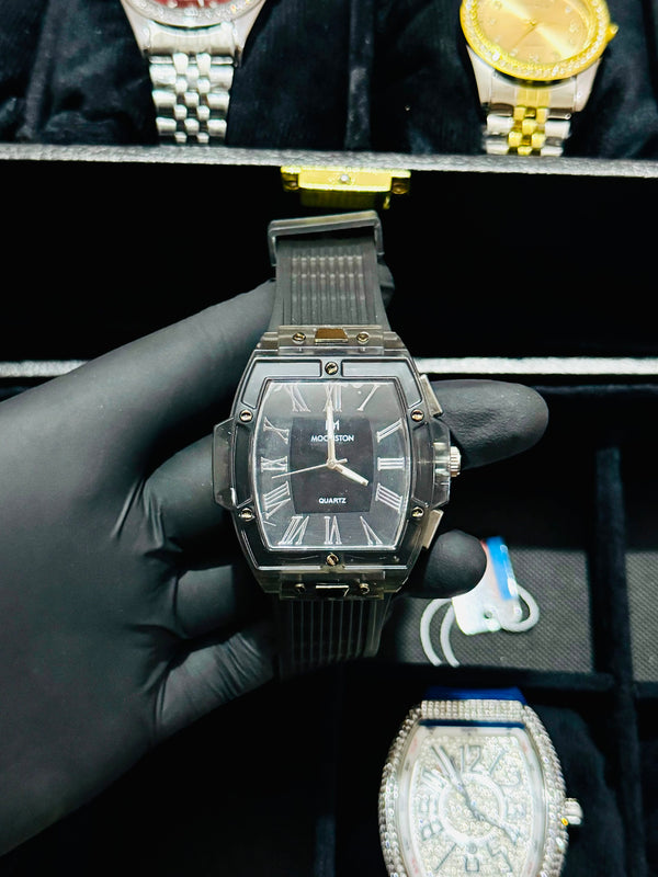 `MOGUSTON Smokey  Transparent Tonneau Quartz Watch`