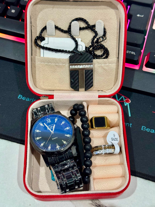Boys set one watch tow three rings one bracelet one chain